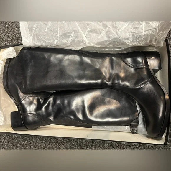 Jil Sander Leather Knee-High Riding Boots - Black - Picture 3 of 9